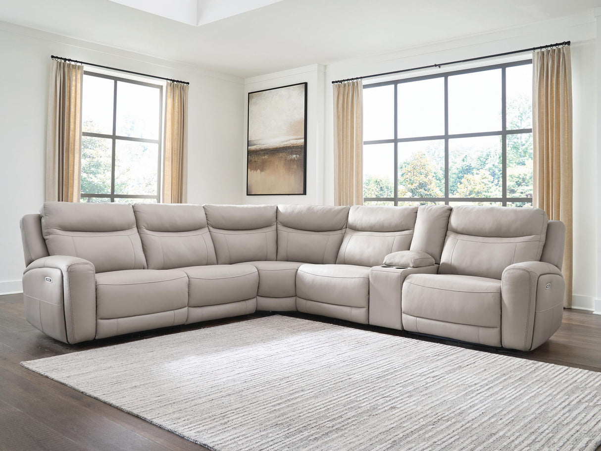 Gravier - 6-Piece Power Reclining Sectional With Storage Console - Gray