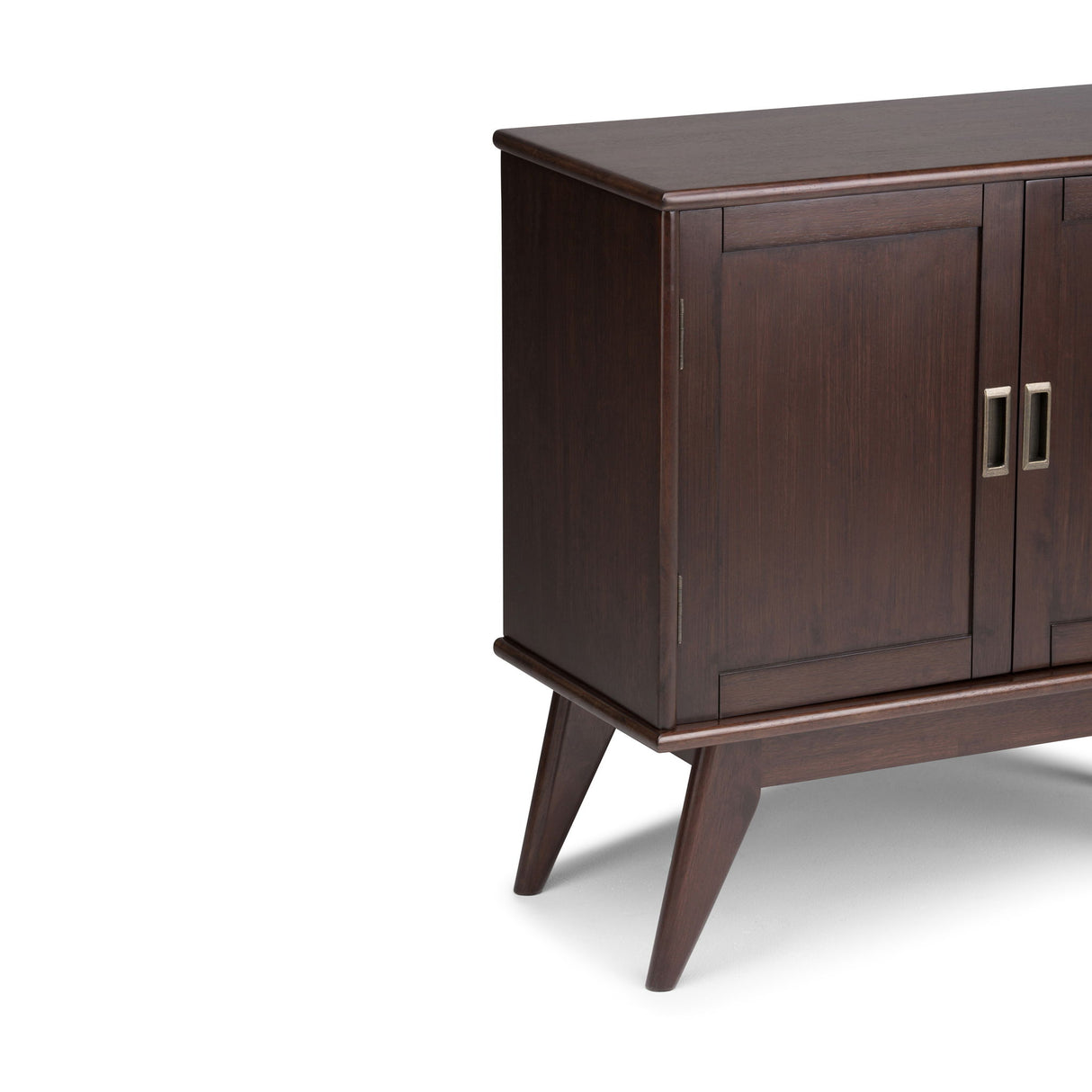 Draper - Mid Century Low Storage Cabinet - Medium Auburn Brown by Simpli-Home | Bel Furniture