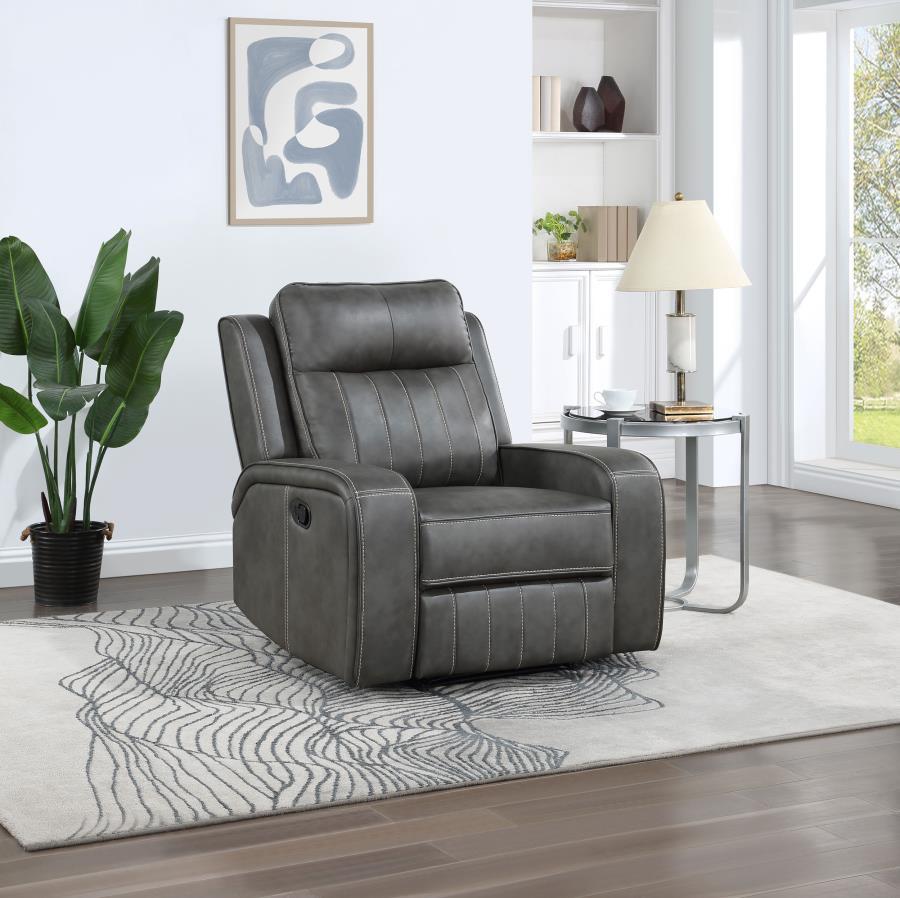 Raelynn - Upholstered Track Arm Recliner by Coaster Fine Furniture | Bel Furniture