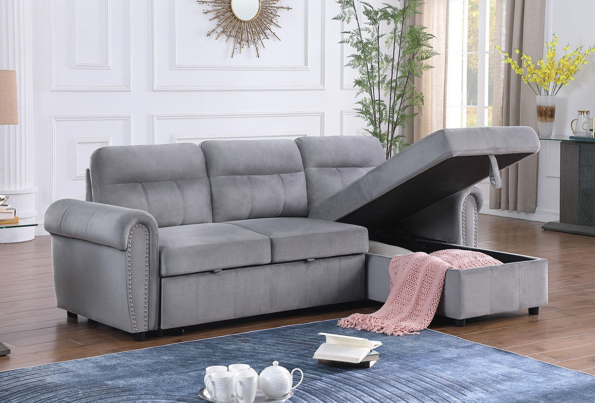 Ashton - Reversible Sleeper Sectional Sofa Chaise by Lilola Home | Bel Furniture