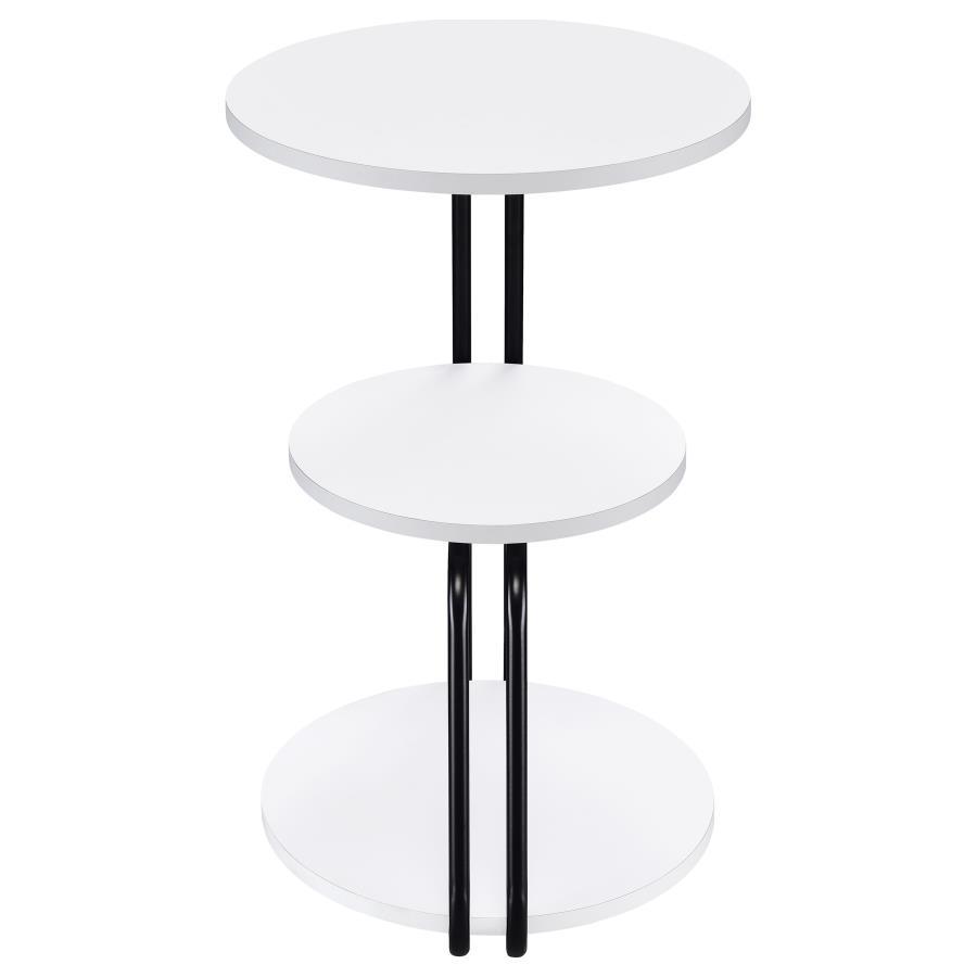 Hilly - 3-Tier Round Accent Side Table - White And Black by Coaster Fine Furniture | Bel Furniture