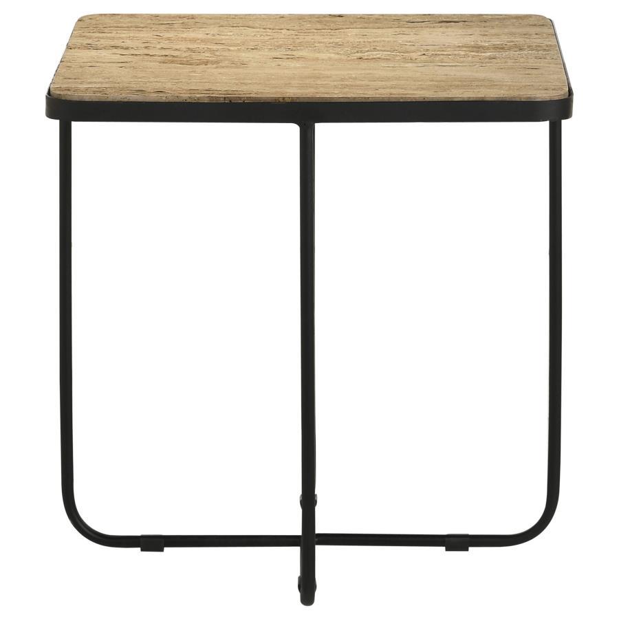 Elyna - Square Stone Top Accent Side Table - Beige by CoasterEssence | Bel Furniture