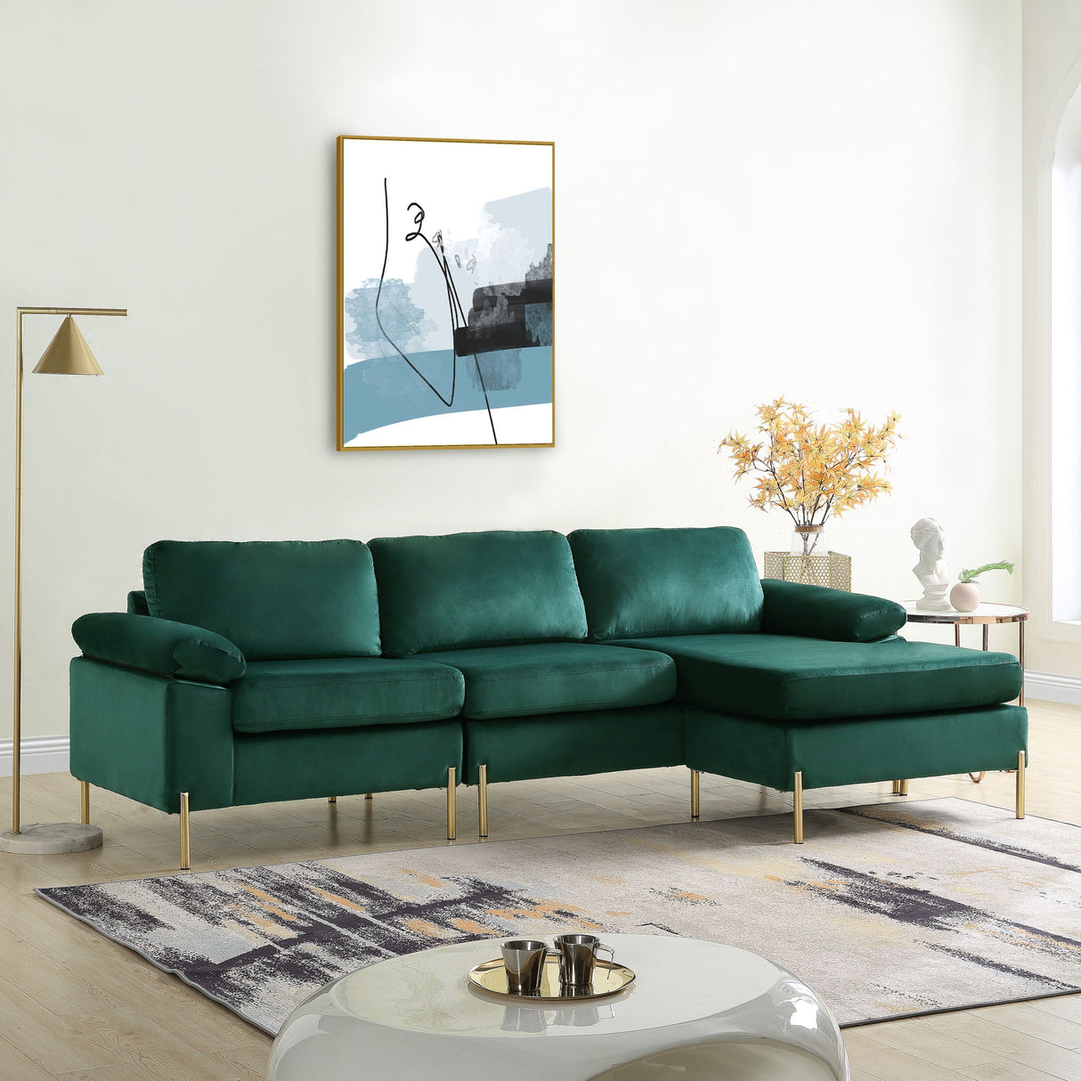 Shannon - Velvet Sectional Sofa With Chaise by Cynthia's Furniture | Bel Furniture