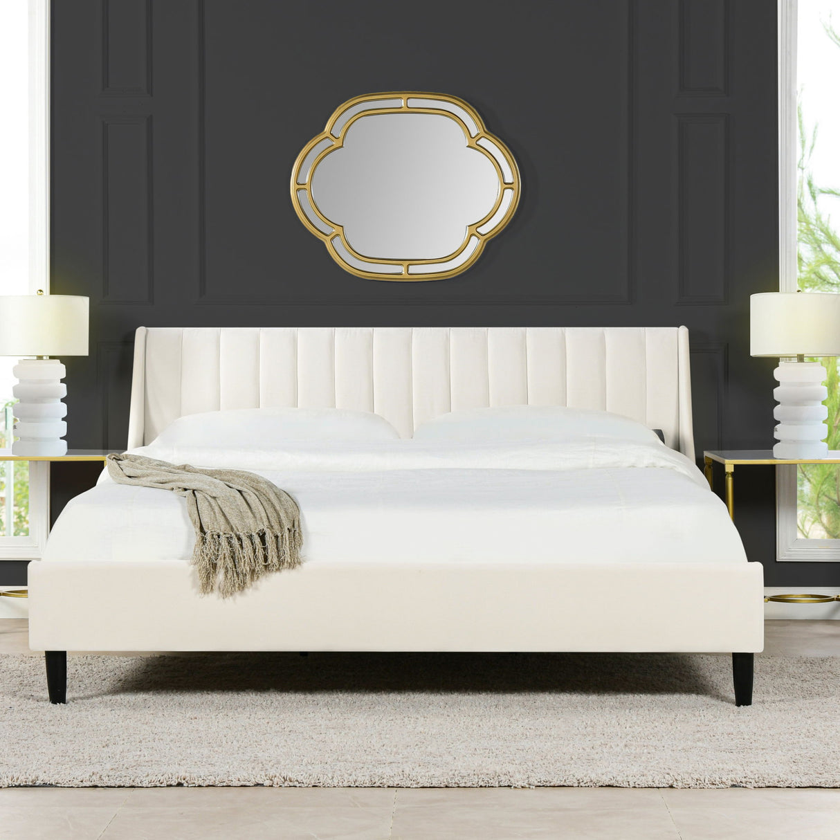 Aspen - Vertical Tufted Modern Headboard Platform Bed Set by Jennifer Taylor Home | Bel Furniture