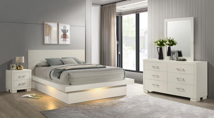 Jessica - LED Bedroom Set White by CoasterEssence | Bel Furniture