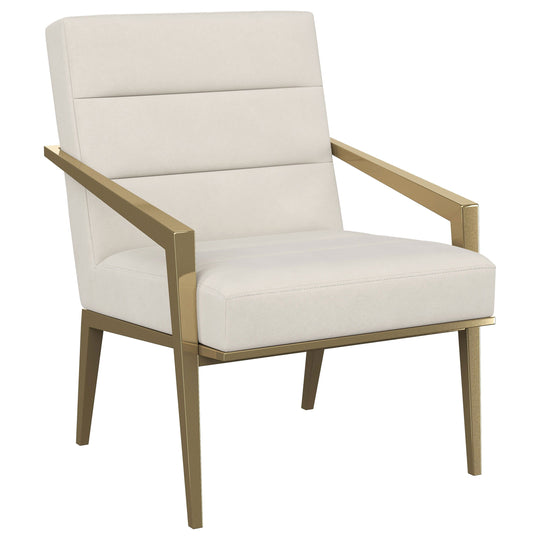 Kirra - Upholstered Metal Arm Accent Chair White by Coaster Fine Furniture | Bel Furniture