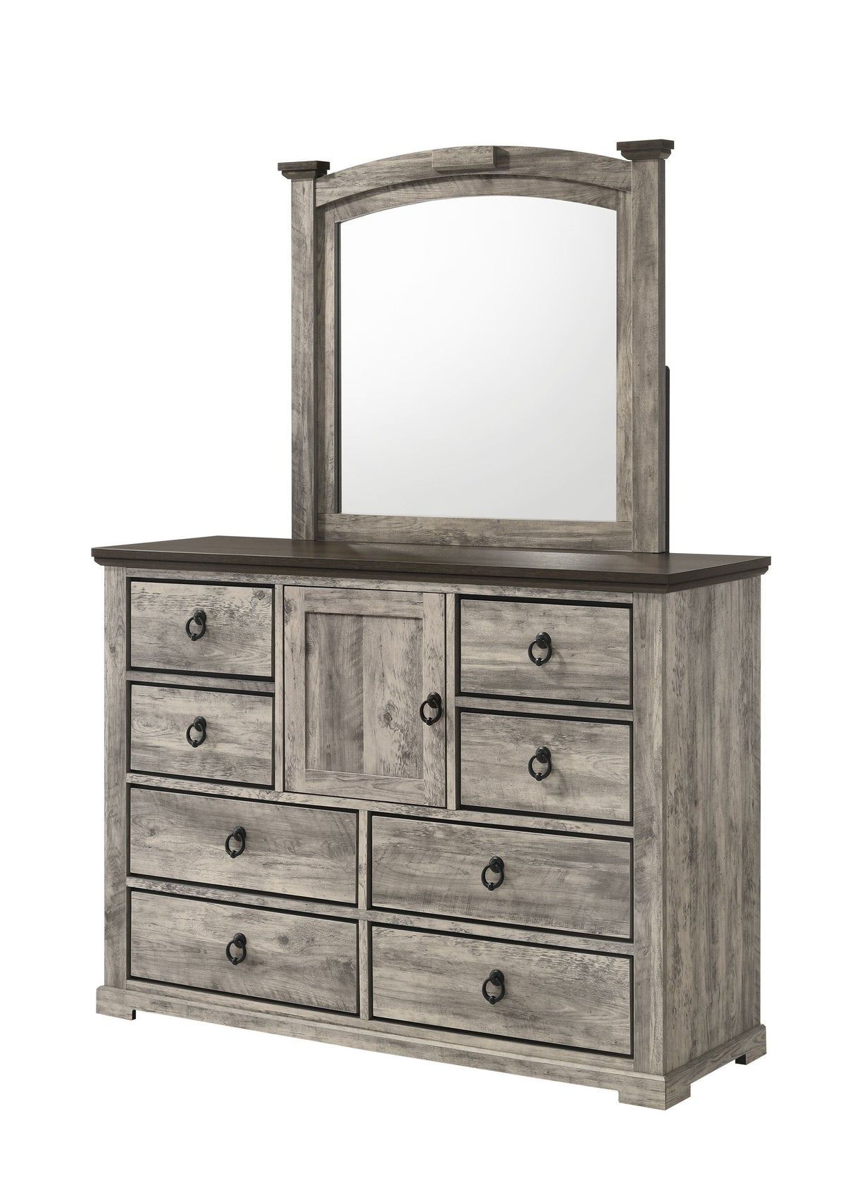 Ella-mae - Dresser Gray Dresser & Mirror by Crown Mark | Bel Furniture