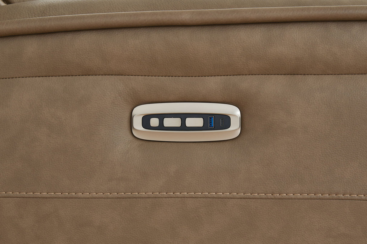 Glencroft - Power Reclining Sofa With Adjustable Headrest - Sahara