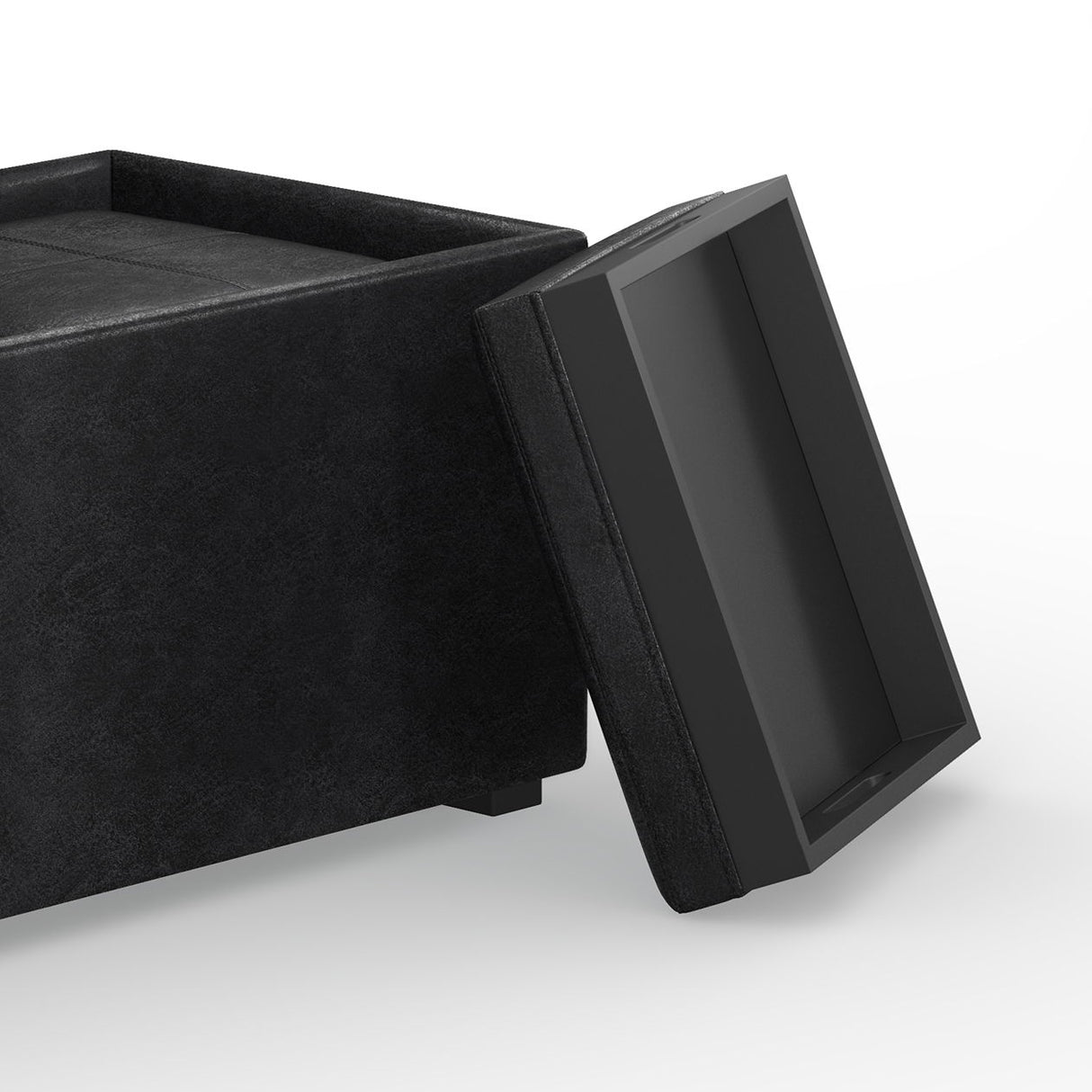 Avalon - 5 Piece Storage Ottoman - Distressed Black by Simpli-Home | Bel Furniture