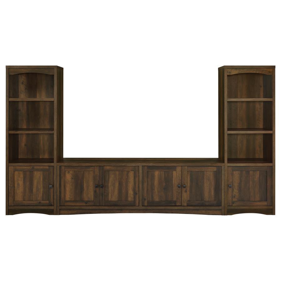 Laughlin - 4 Door Engineered Wood TV Stand - Dark Pine by CoasterEveryday | Bel Furniture