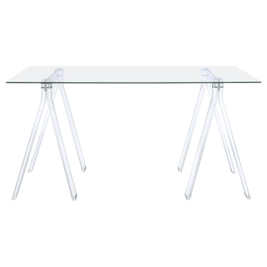 Amaturo - Glass Top Acrylic Writing Desk - Clear by CoasterEssence | Bel Furniture
