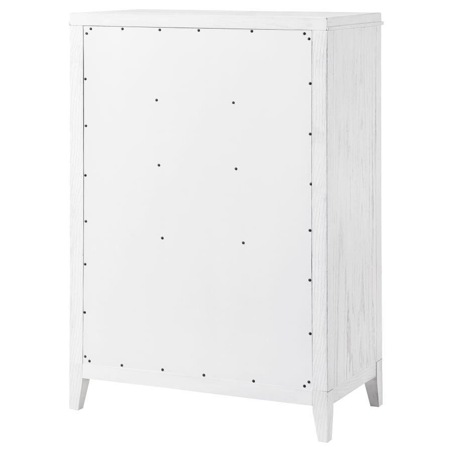 Marielle - 5-Drawer Bedroom Chest - Distressed White by CoasterEveryday | Bel Furniture