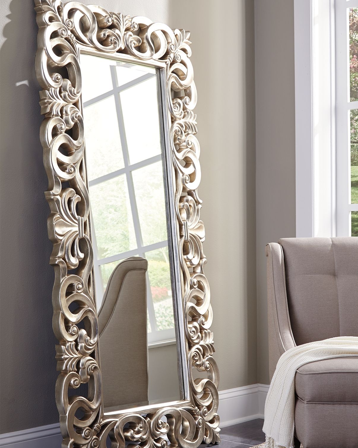 Lucia - Antique Silver Finish - Floor Mirror by Signature Design by Ashley® | Bel Furniture