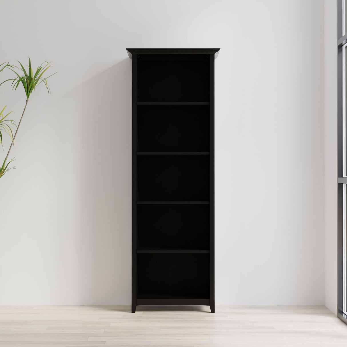 Acadian - 5 Shelf Bookcase, Handcrafted by Simpli-Home | Bel Furniture