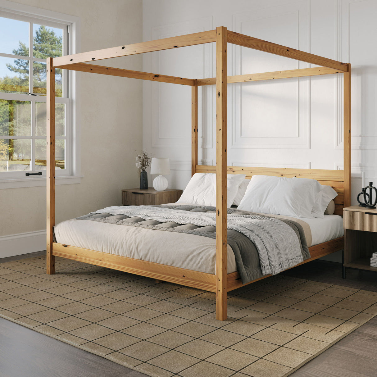 Canopy Bed Frame Modern Minimalist Boho by Walker Edison | Bel Furniture