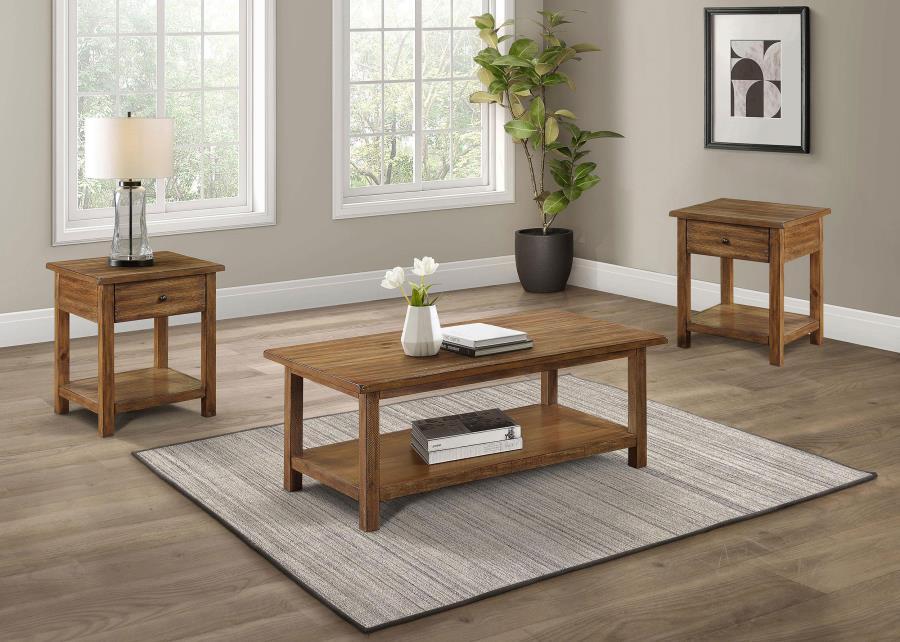 Payne - Coffee And 1-Drawer End Table Set Light Brown 3 Pc. Coffee Table, 2 End Tables by Coaster Fine Furniture | Bel Furniture