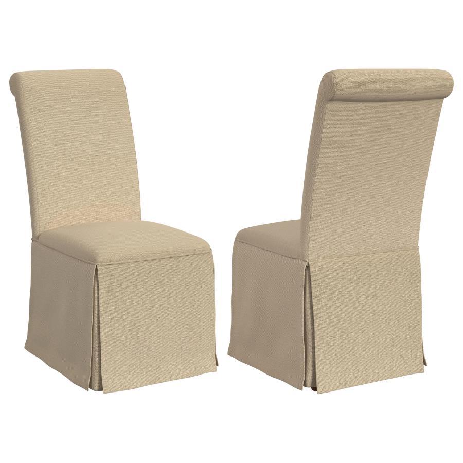 Shawna - Upholstered Skirted Dining Chair (Set of 2) Beige by Coaster Fine Furniture | Bel Furniture