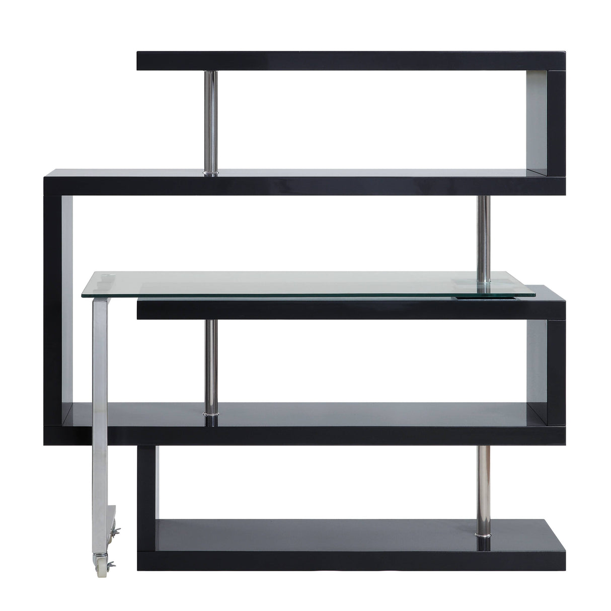 Buck II - Clear Glass, Chrome High Gloss Writing Desk With Shelf by Urban Nest | Bel Furniture