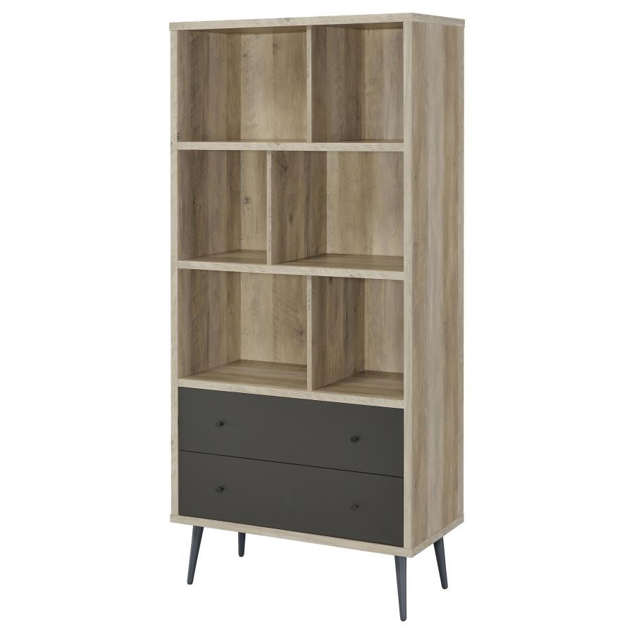 Maeve - 3-Shelf Bookcase With Drawers - Distressed Pine by Coaster Fine Furniture | Bel Furniture