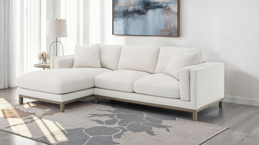 Geneva - Boucle Upholstered Sectional Chaise Sofa - Sand by Coaster Fine Furniture | Bel Furniture
