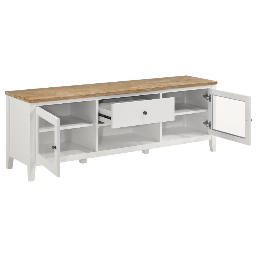 Hollis - 2 Door Wood TV Stand With Drawer - Brown And White by Coaster Fine Furniture | Bel Furniture