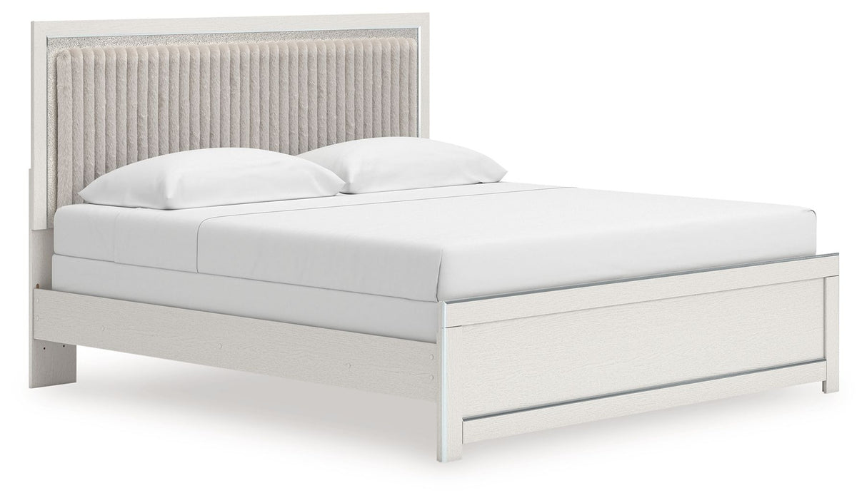 Zuraleus - King Upholstered Panel Bed - White