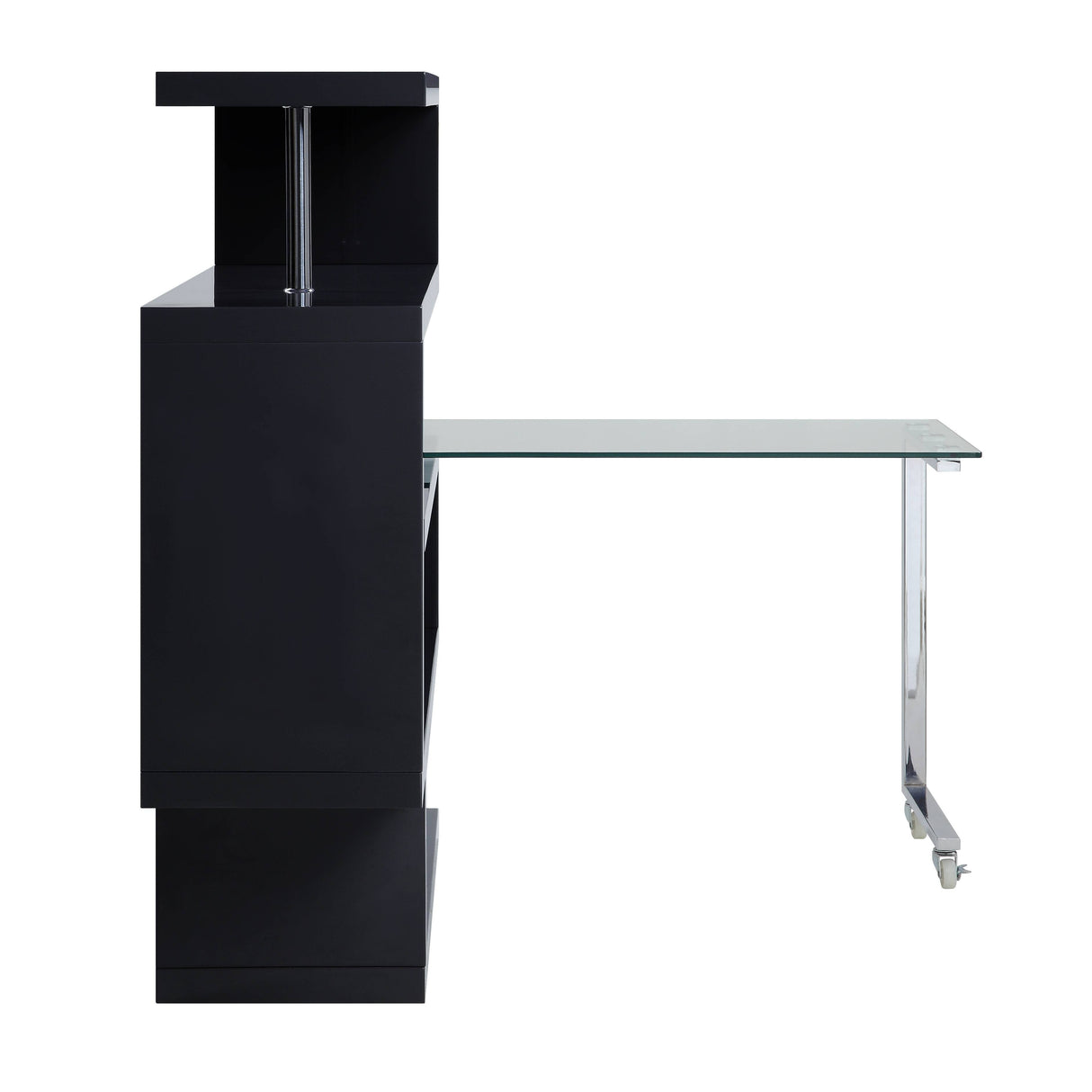 Buck II - Clear Glass, Chrome High Gloss Writing Desk With Shelf by Urban Nest | Bel Furniture