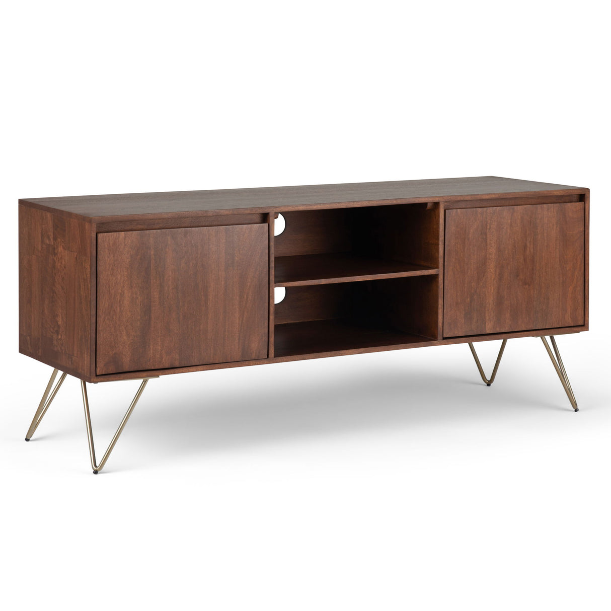 Hunter - TV Media Stand - Umber Brown Stain by Simpli-Home | Bel Furniture