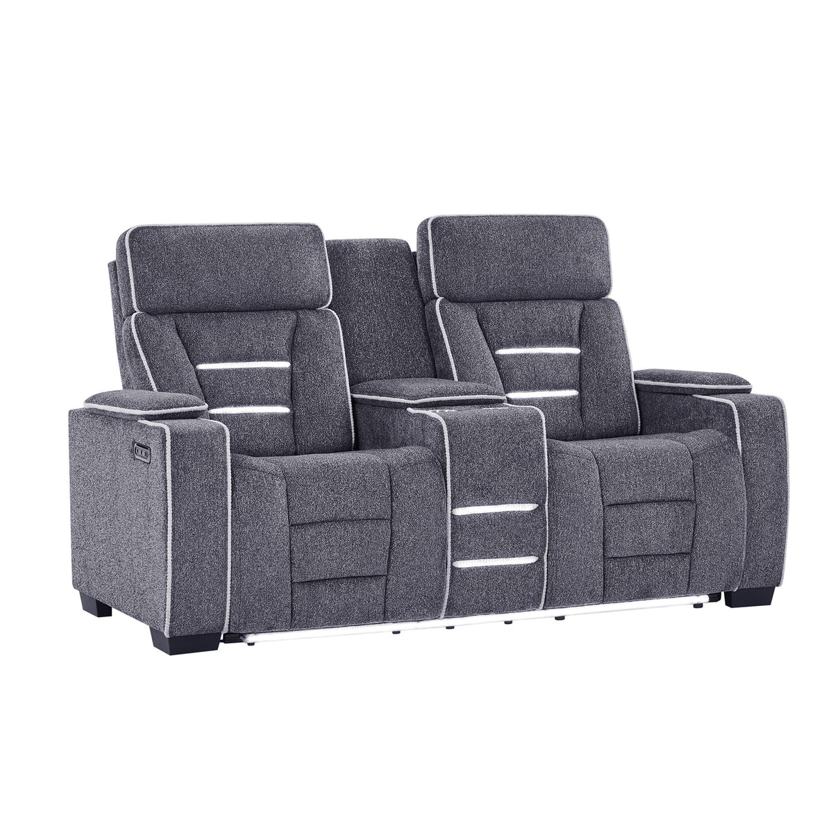 Austin - Console Reclining Loveseat With Storage Arms - Gray