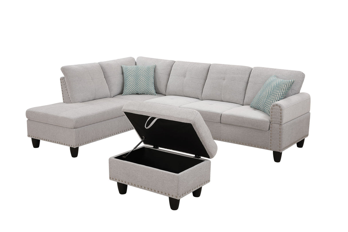 Alger - 98" Wide Left Hand Facing Sofa & Chaise With Ottoman by Cynthia's Furniture | Bel Furniture