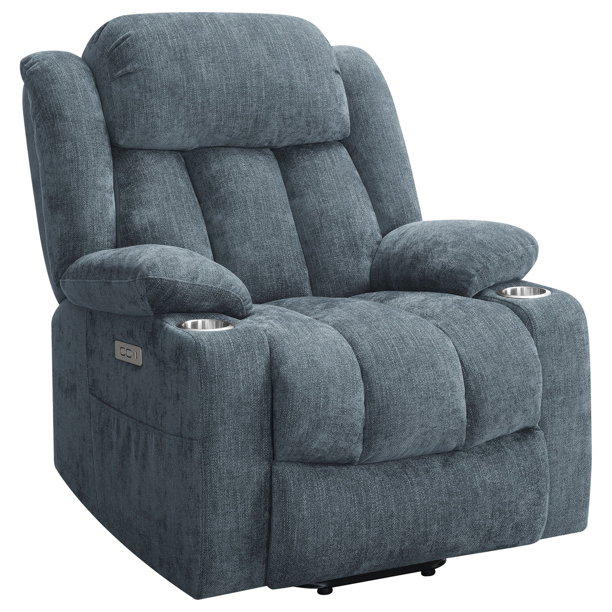 Houston - Upholstered Power Lift Recliner Chair Blue by CoasterEveryday | Bel Furniture