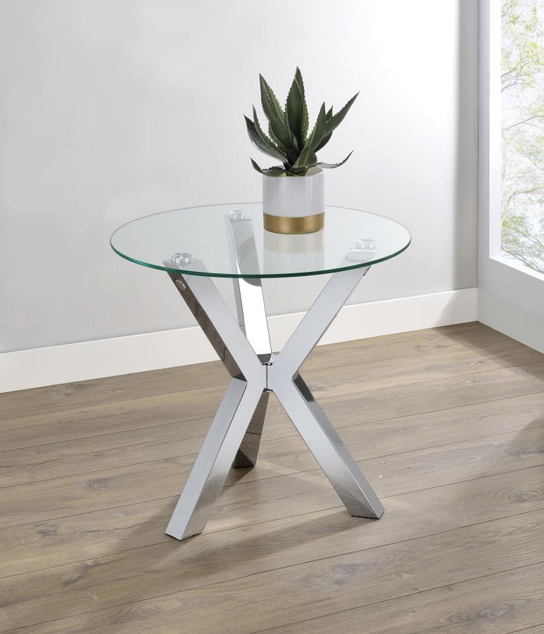 Kenzie - Round Tempered Glass Top Table by Coaster Fine Furniture | Bel Furniture