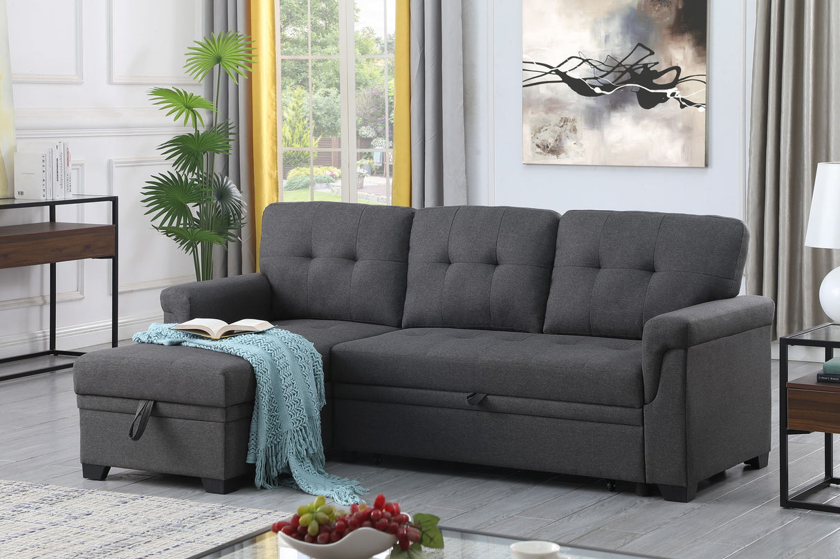 Lucca - Linen Reversible Sleeper Sectional Sofa With Storage Chaise by Lilola Home | Bel Furniture