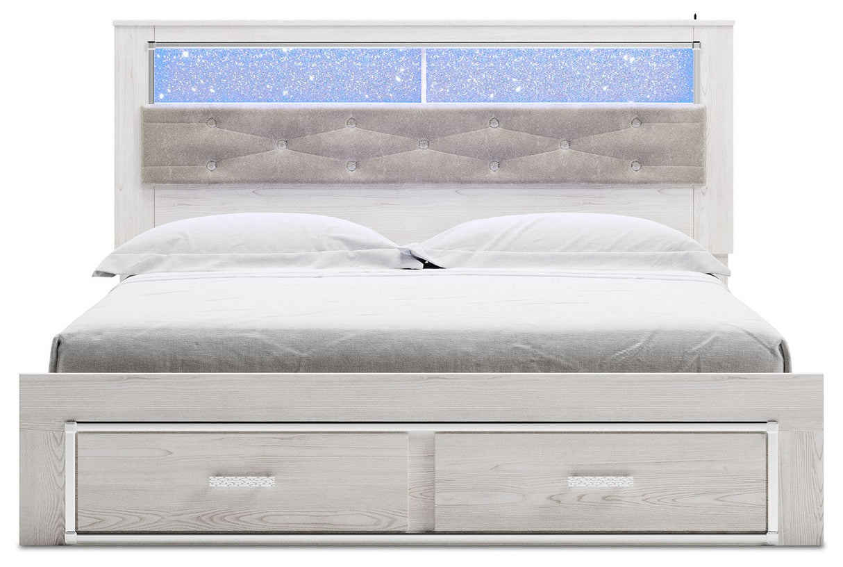 Altyra - White - King Upholstered Bookcase Bed With Storage by Signature Design by Ashley® | Bel Furniture