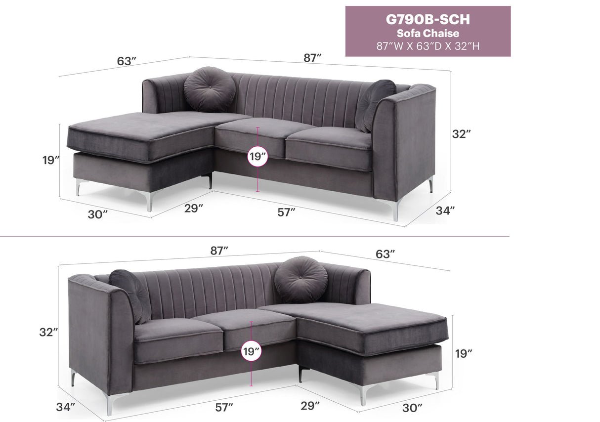 Delray - Micro Suede Sofa Chaise