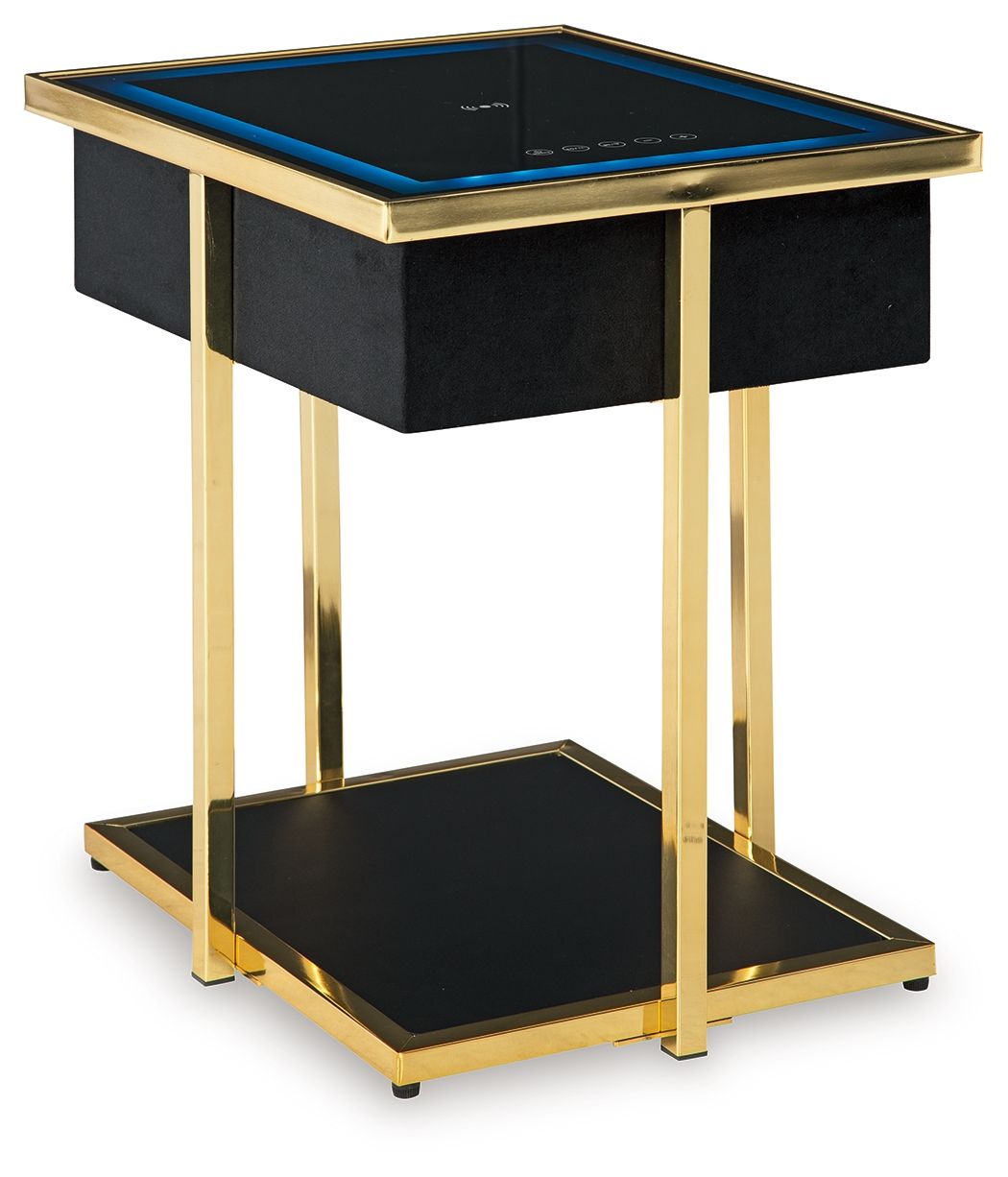 Rexwell - Black / Gold Finish - Accent Table With Speaker by Signature Design by Ashley® | Bel Furniture