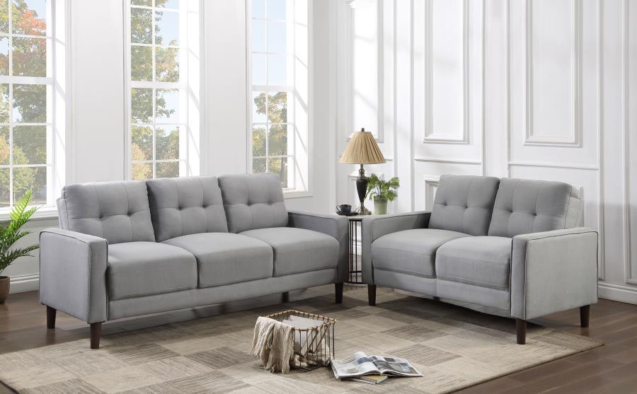 Bowen - Upholstered Track Arm Tufted Sofa Set Gray 2 Pc. Sofa, Loveseat by Coaster Fine Furniture | Bel Furniture