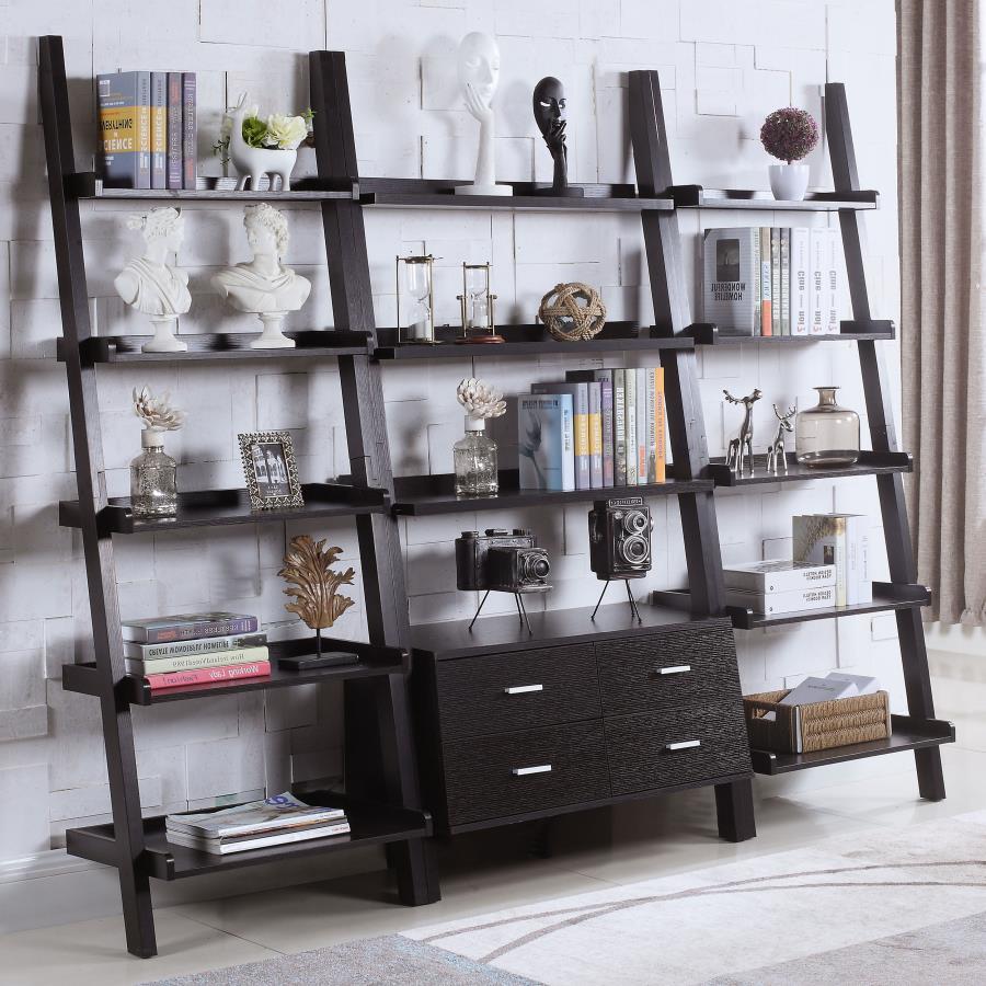 Colella - 5-Shelf Storage Ladder Bookshelf - Cappuccino by CoasterEveryday | Bel Furniture