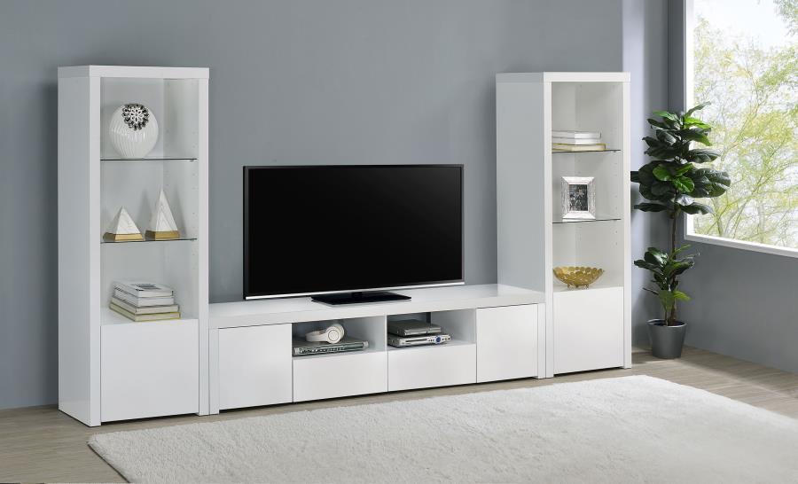 Jude - 2 Door Engineered Wood TV Stand - High Gloss White by Coaster Fine Furniture | Bel Furniture