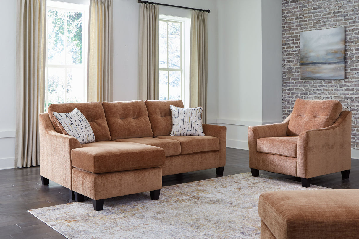 Amity Bay - Living Room Set Orange 3 Pc. Sofa Chaise, Chair, Ottoman by Benchcraft® | Bel Furniture