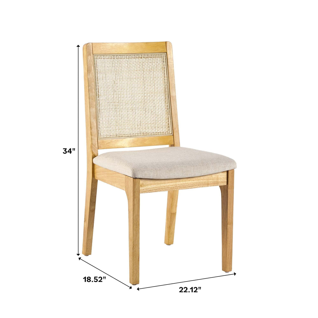 Modern Solid Wood Dining Chair With Rattan Inset Back (Set of 2) by Walker Edison | Bel Furniture