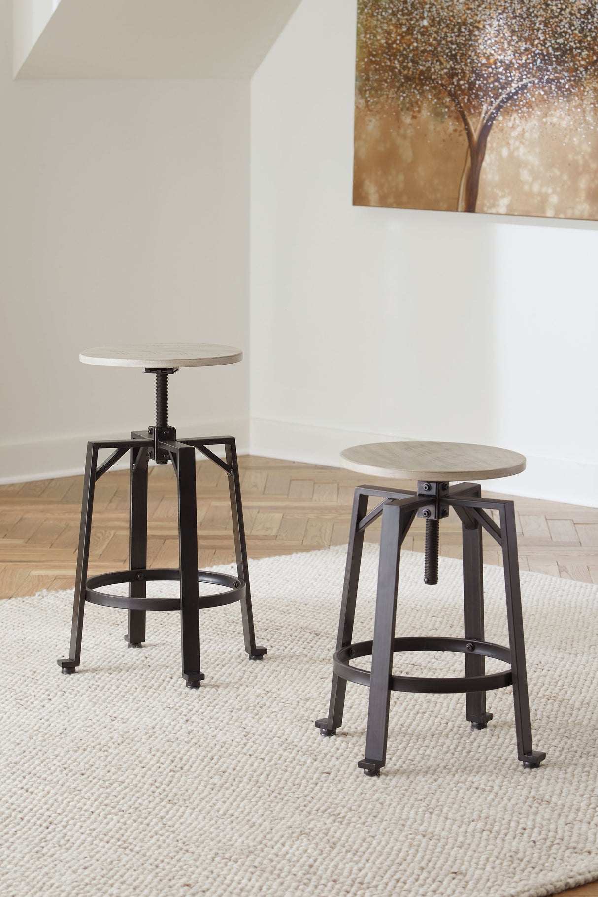 Karisslyn - Whitewash / Black - Swivel Stool (Set of 2) by Signature Design by Ashley® | Bel Furniture