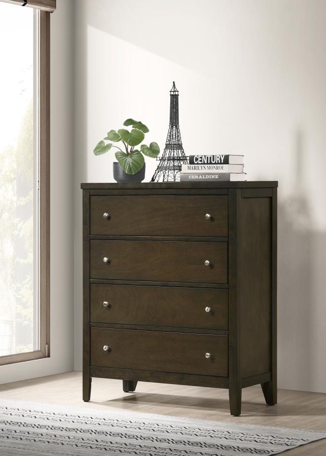Wilkes - 4-Drawer Chest Of Drawers - Dark Cocoa by Coaster Fine Furniture | Bel Furniture