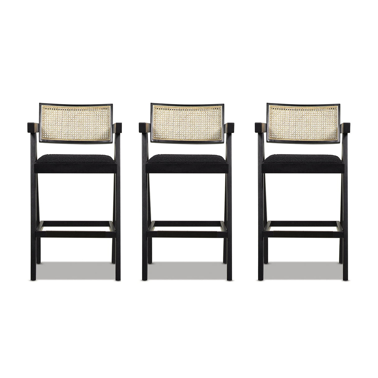 Milan - Modern Webbing Back Stool With Arms (Set of 3) by Jennifer Taylor Home | Bel Furniture