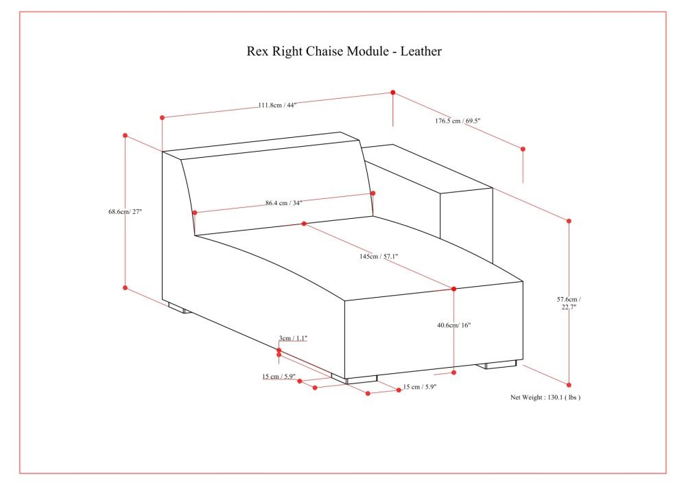 Rex - Right Chaise Sofa Module - Brown