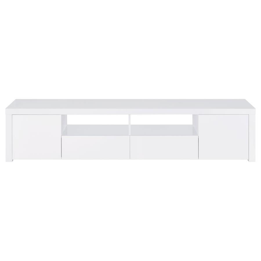 Jude - 2 Door Engineered Wood TV Stand - High Gloss White by Coaster Fine Furniture | Bel Furniture