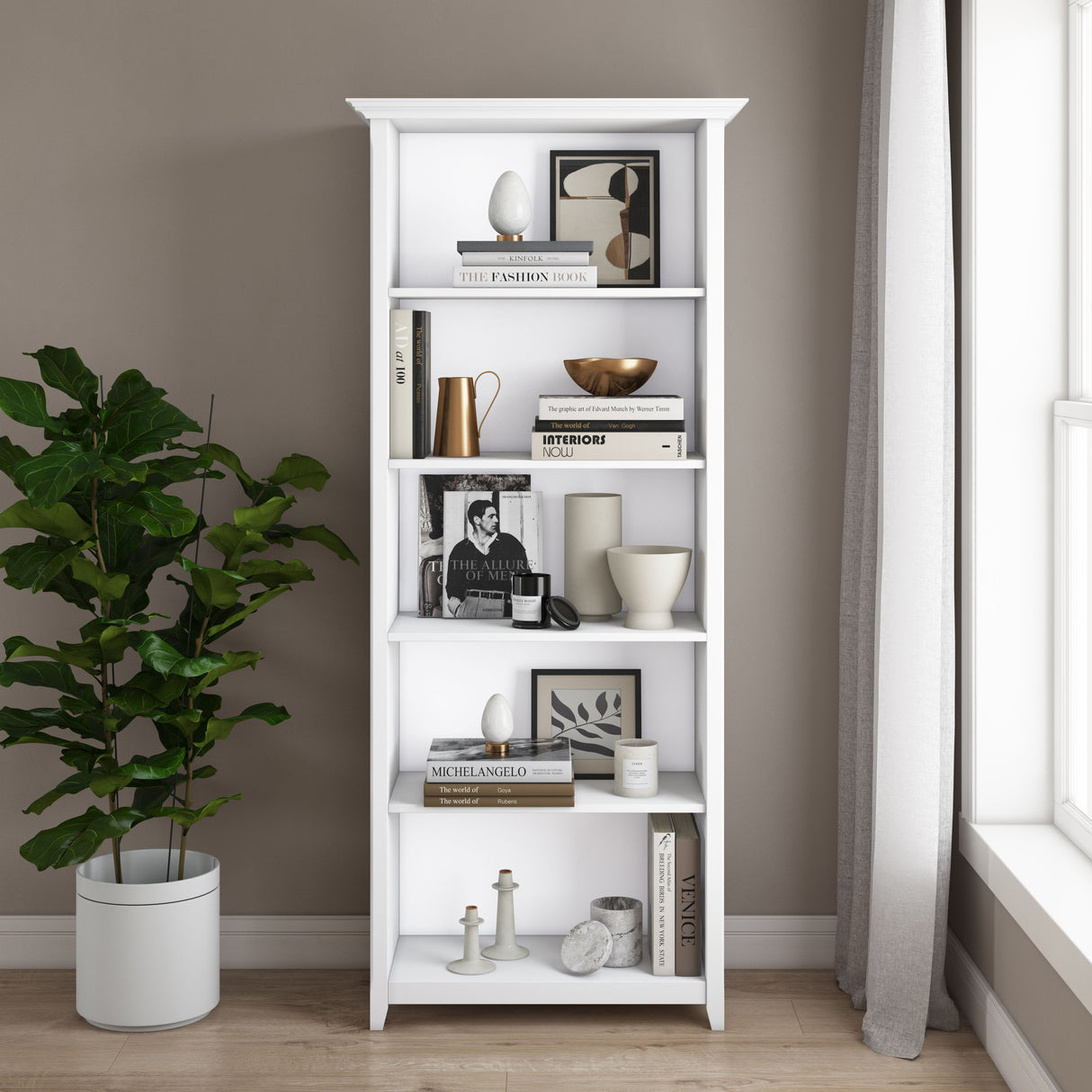 Amherst - 5 Shelf Bookcase, Handcrafted by Simpli-Home | Bel Furniture