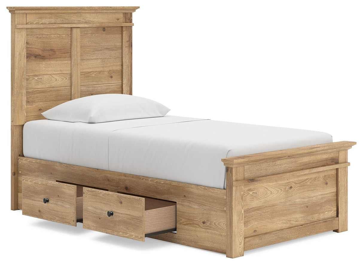 Makidern - Panel Storage Bed With 2 Under Bed Storage Units