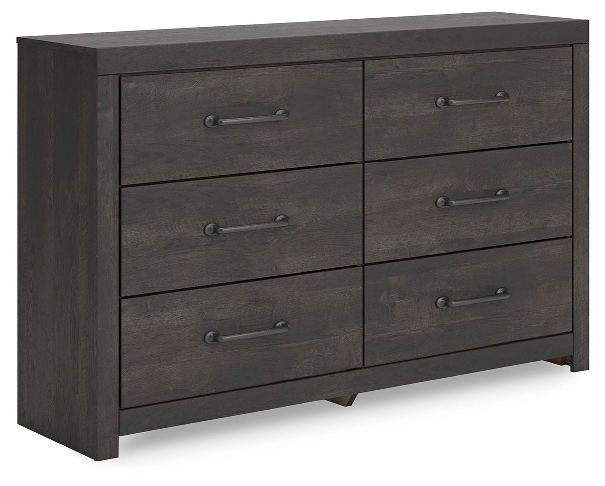Hollivern - Dark Gray - Six Drawer Dresser by Signature Design by Ashley® | Bel Furniture