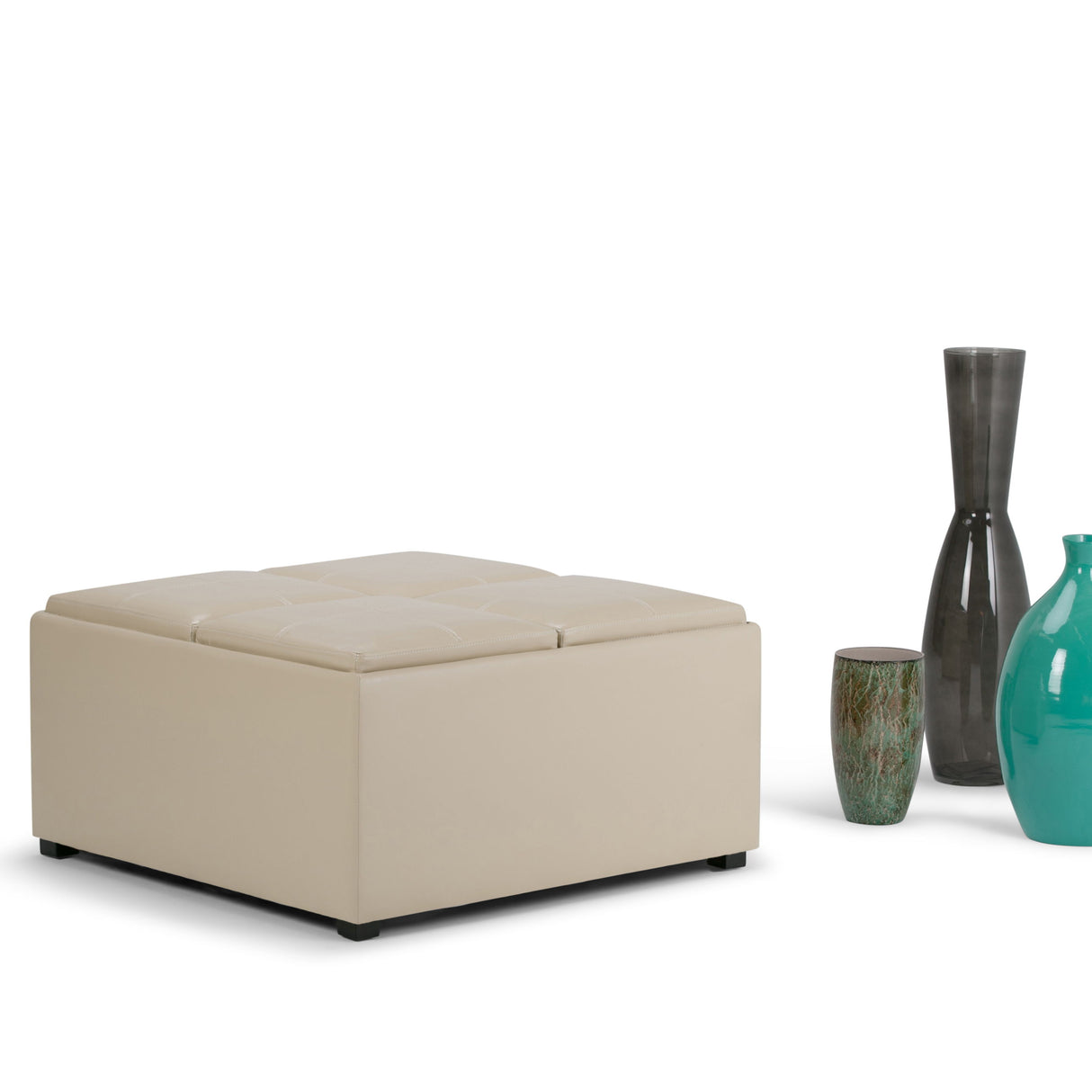 Avalon - Square Coffee Table, Storage Ottoman by Simpli-Home | Bel Furniture